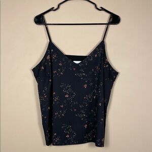 Frank And Oak Women’s Floral Black Pink Green White V-Neck Camisole Tank Top